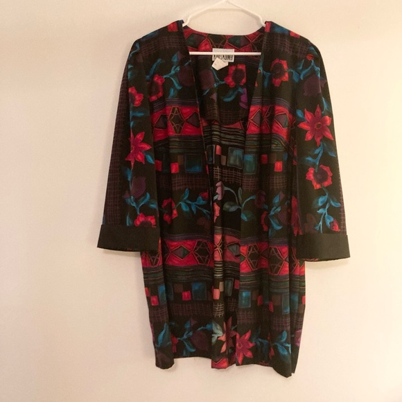 Mixed print open blazer or kimono 80s 90s - Picture 3 of 7